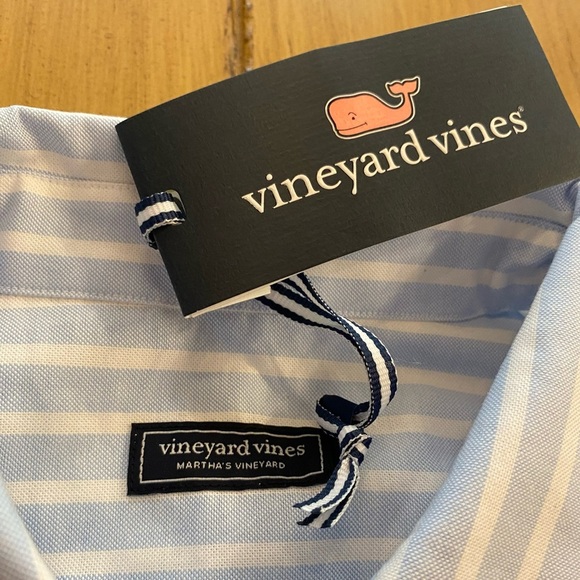 Vineyard Vines Women’s Blue White Striped Bows Button Down Shirt Large NEW - Picture 11 of 12